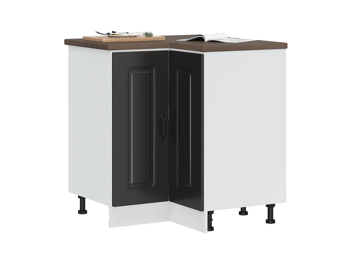 Hoekkeukenonderkast Kalmar bewerkt hout zwart