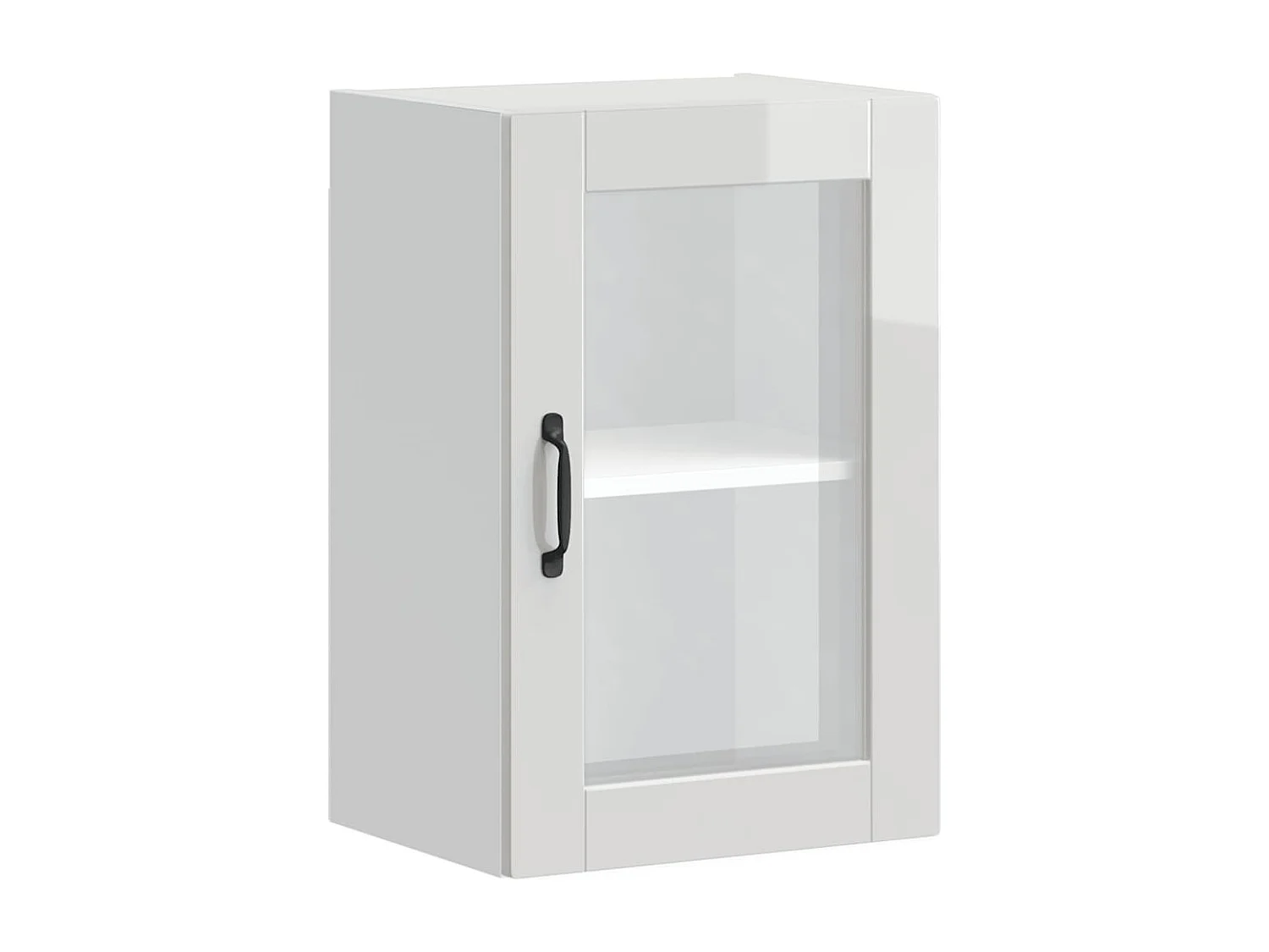 Armoire murale cuisine avec porte en verre Porto blanc brillant