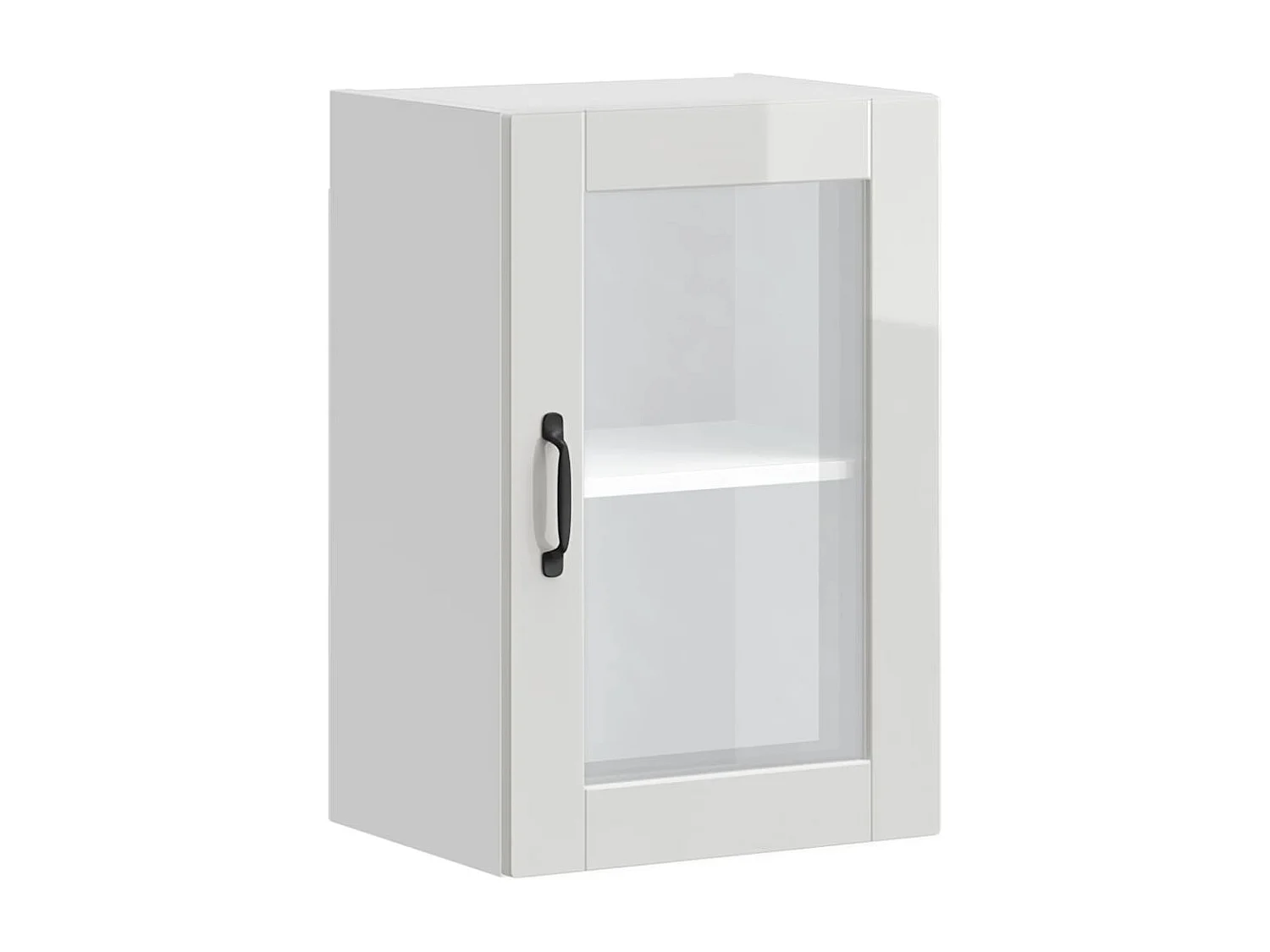 Armoire murale cuisine avec porte en verre Porto blanc brillant