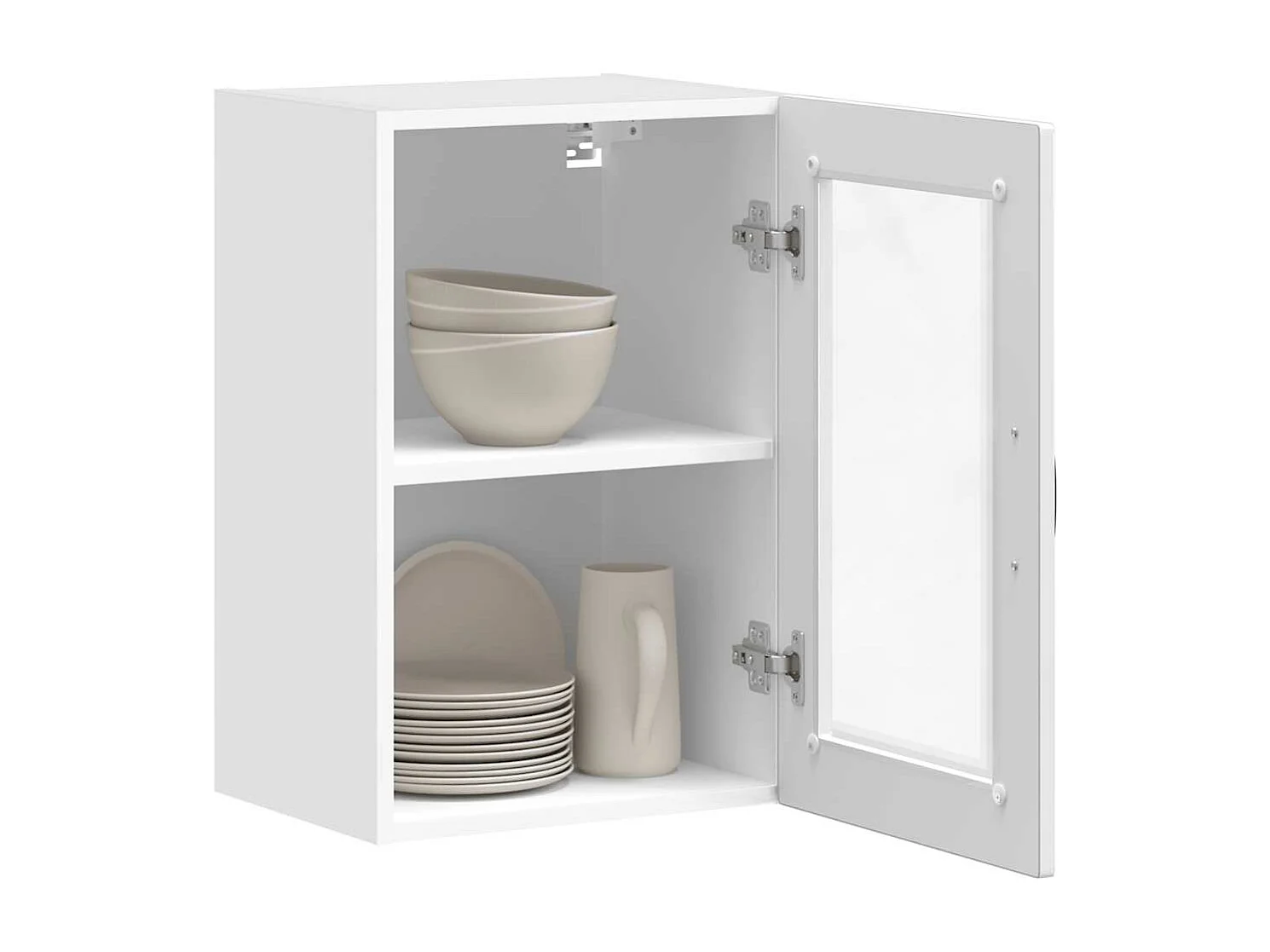 Armoire murale cuisine avec porte en verre Porto blanc brillant
