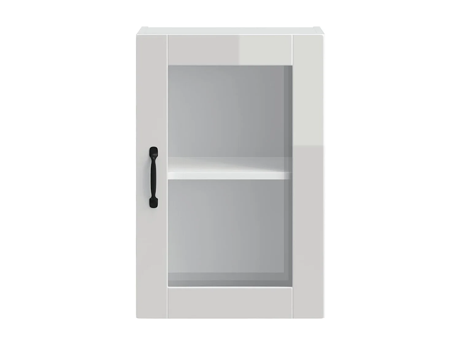 Armoire murale cuisine avec porte en verre Porto blanc brillant