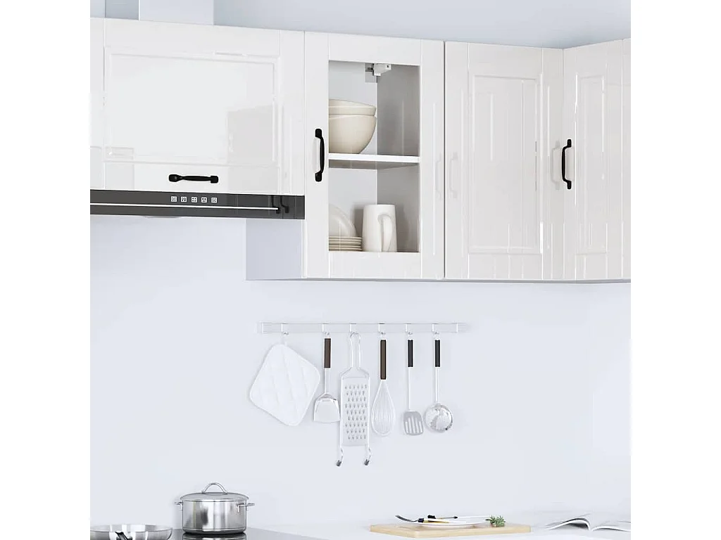 Pensile da Cucina con Porta in Vetro Porto Bianco Lucido