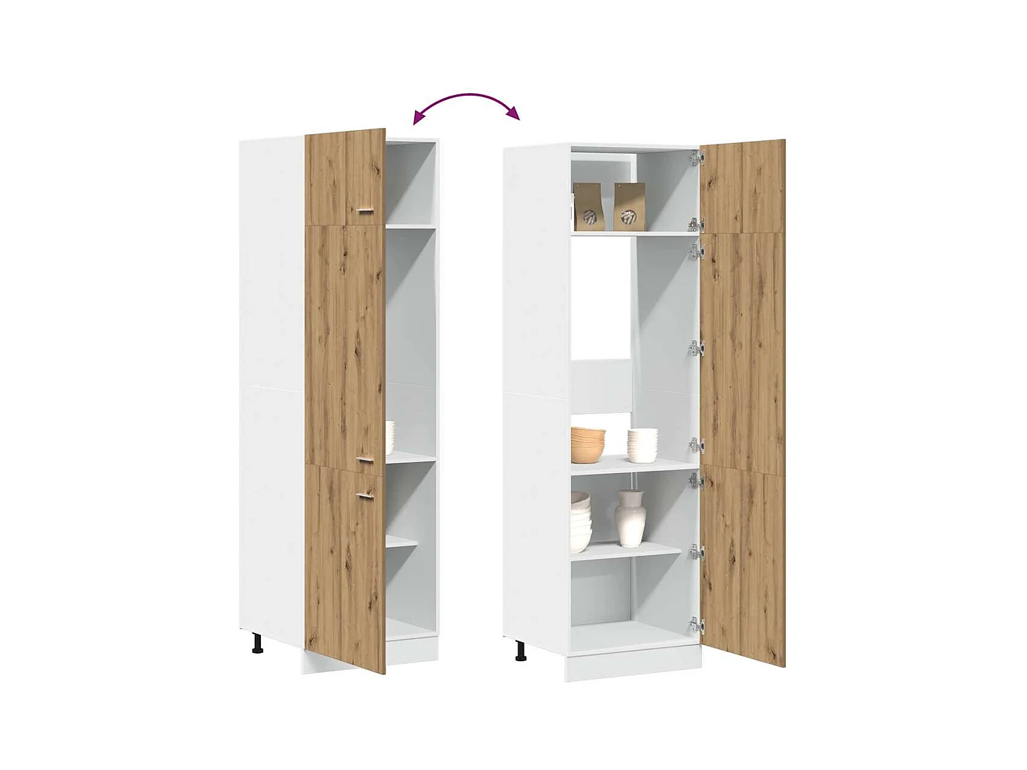 Armoire réfrigérée "Lyon" Chêne artisanal 60 x 57 x 207 cm Bois d'ingénierie