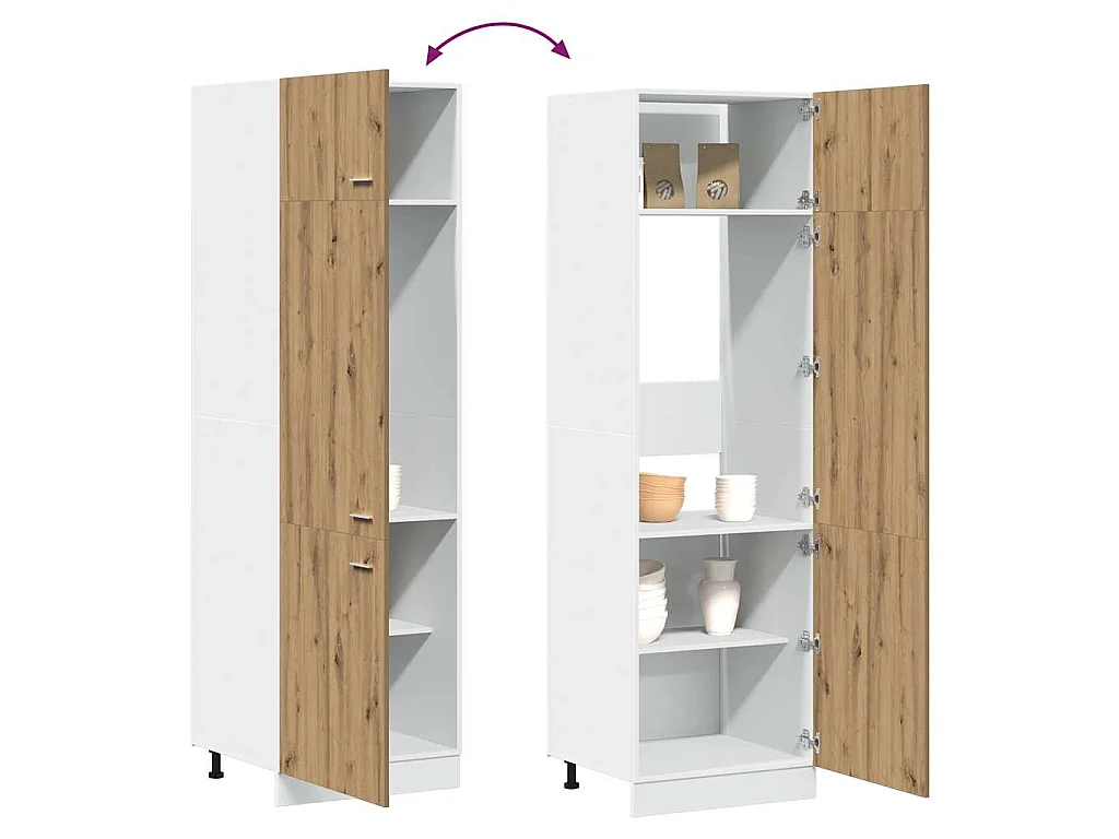 Armoire réfrigérée "Lyon" Chêne artisanal 60 x 57 x 207 cm Bois d'ingénierie