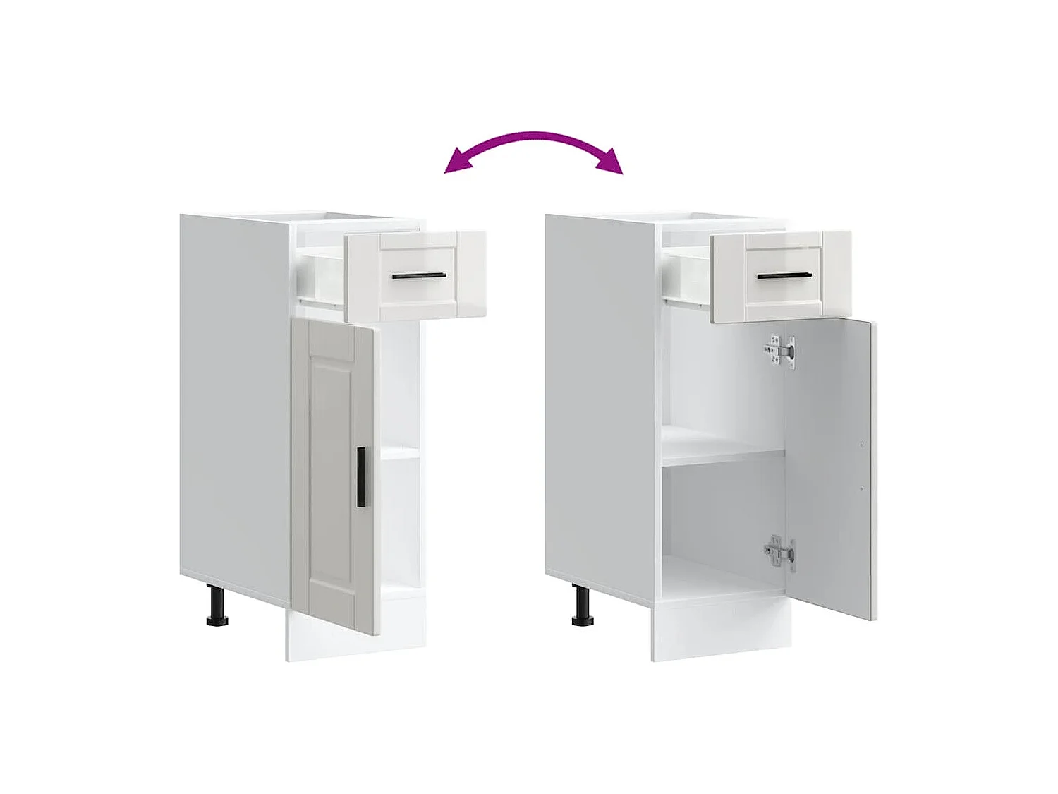 Armoire de cuisine Porto blanc brillant bois ingénierie