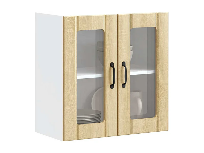 Armoire murale de cuisine avec porte vitrée "Lucca" en chêne Sonoma