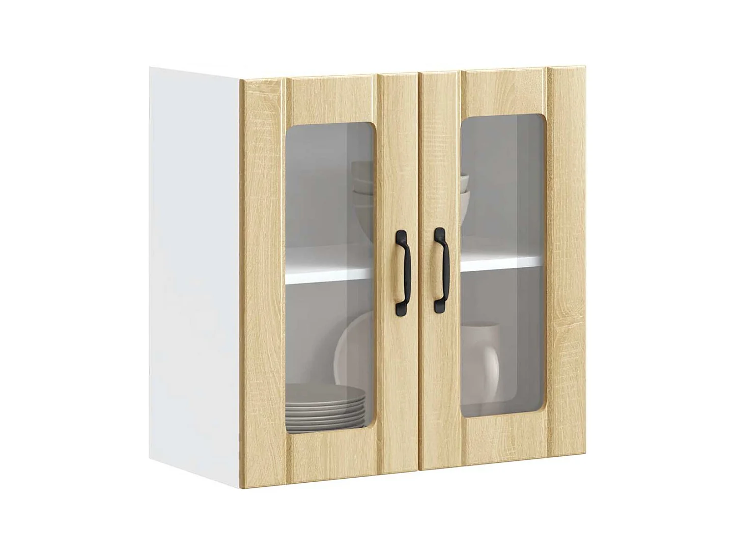 Armoire murale de cuisine avec porte vitrée "Lucca" en chêne Sonoma