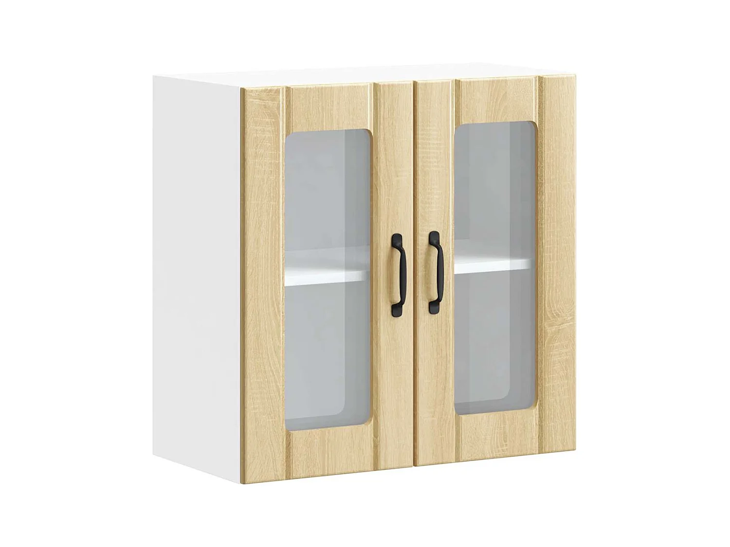 Armoire murale de cuisine avec porte vitrée "Lucca" en chêne Sonoma