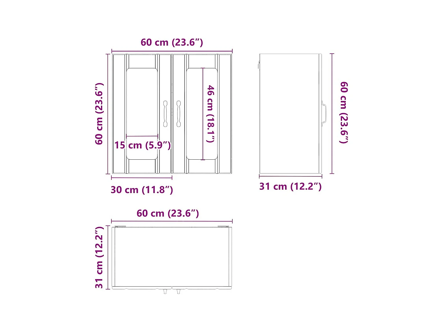 Armoire murale de cuisine avec porte vitrée "Lucca" en chêne Sonoma