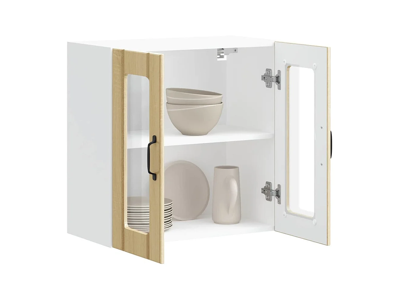 Armoire murale de cuisine avec porte vitrée "Lucca" en chêne Sonoma