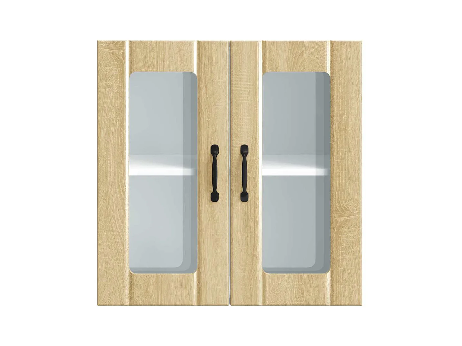 Armoire murale de cuisine avec porte vitrée "Lucca" en chêne Sonoma