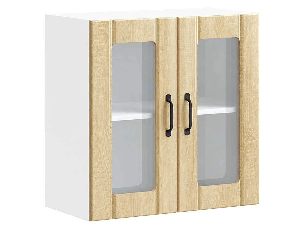 Armoire murale de cuisine avec porte vitrée "Lucca" en chêne Sonoma