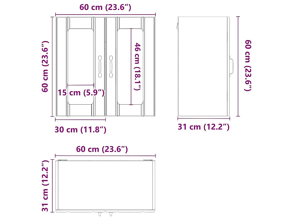 Armoire murale de cuisine avec porte vitrée "Lucca" en chêne Sonoma