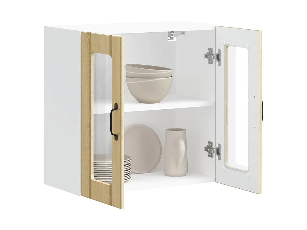 Armoire murale de cuisine avec porte vitrée "Lucca" en chêne Sonoma