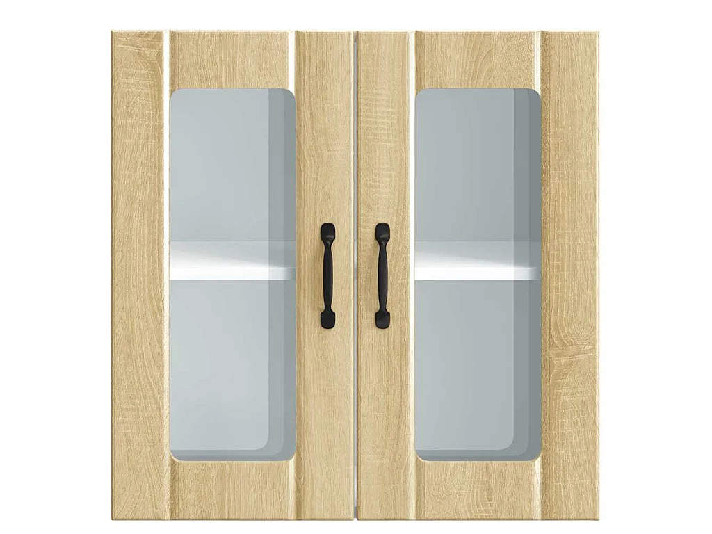 Armoire murale de cuisine avec porte vitrée "Lucca" en chêne Sonoma