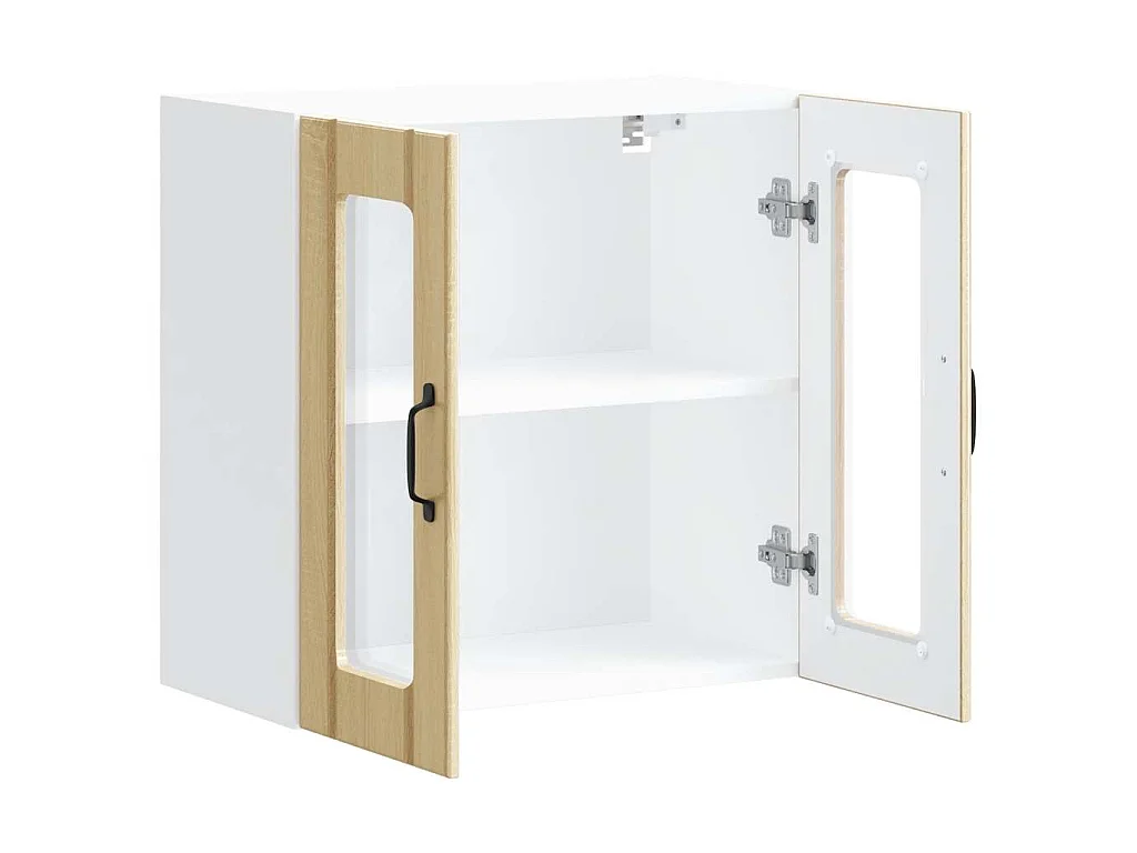 Armoire murale de cuisine avec porte vitrée "Lucca" en chêne Sonoma