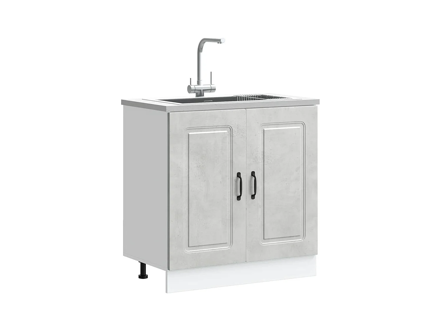 Meuble bas pour évier Kalmar gris béton bois ingénierie