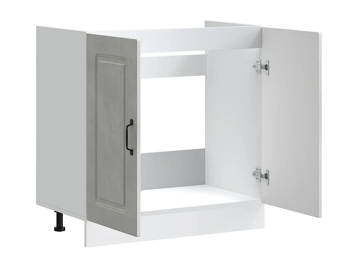 Meuble bas pour évier Kalmar gris béton bois ingénierie