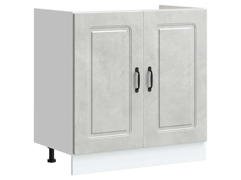Meuble bas pour évier Kalmar gris béton bois ingénierie