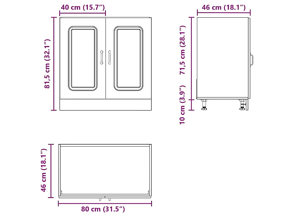 Meuble bas pour évier Kalmar gris béton bois ingénierie