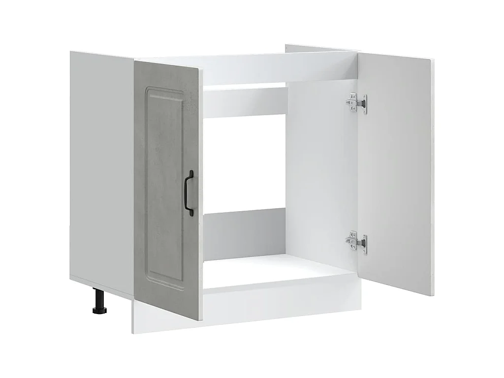 Meuble bas pour évier Kalmar gris béton bois ingénierie