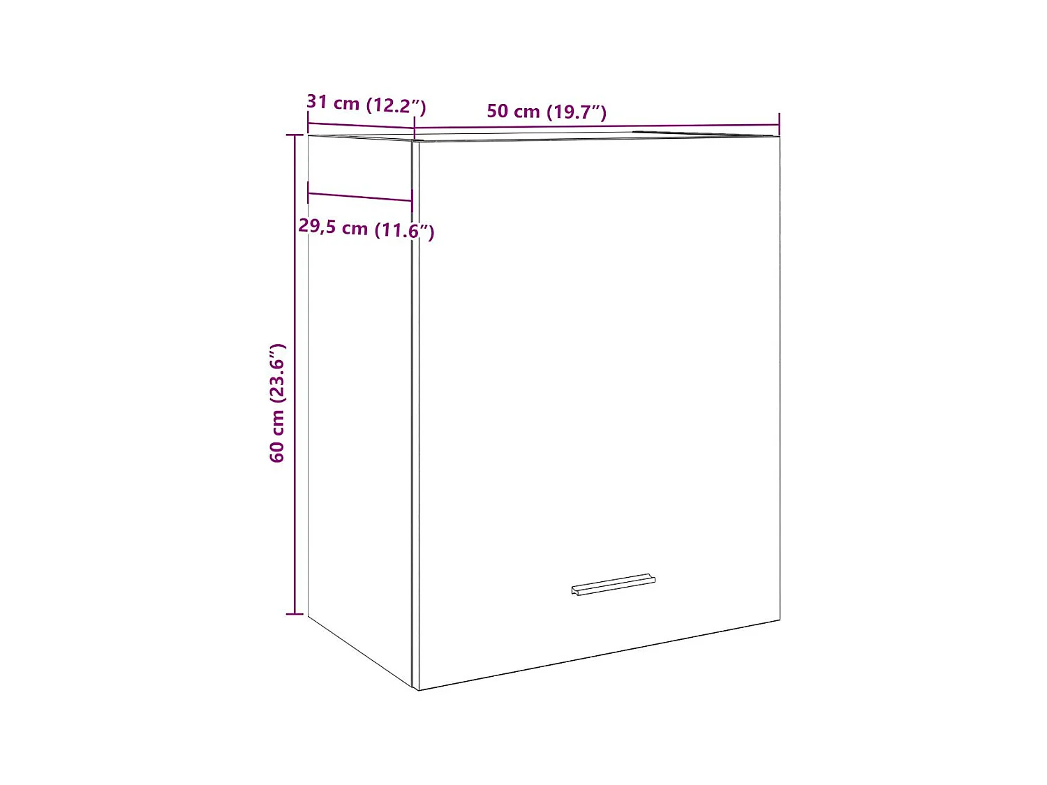 Armoire suspendue "Lyon" Gris béton 50 x 31 x 60 cm Bois d'ingénierie