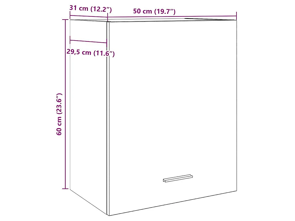 Hängeschrank Lyon Betongrau 50x31x60 cm Holzwerkstoff