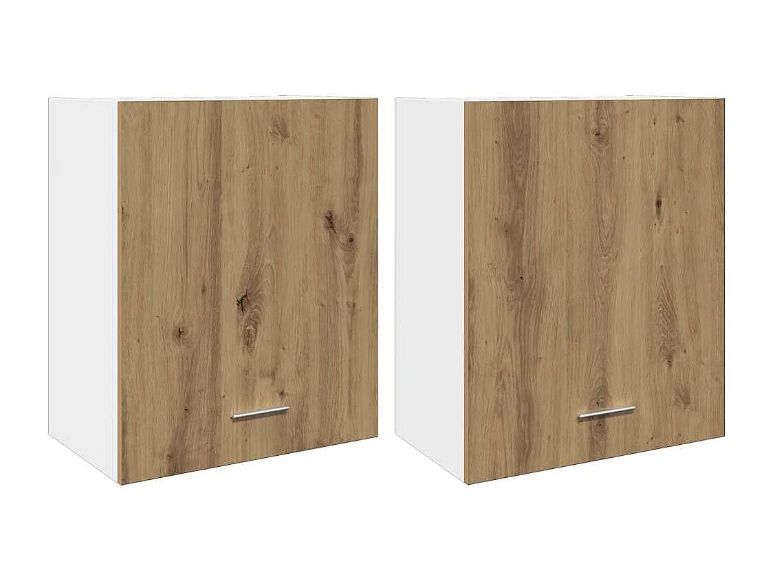 Hangkasten 2 st Lyon 50x31x60 cm bewerkt hout artisanaal eikenkleur