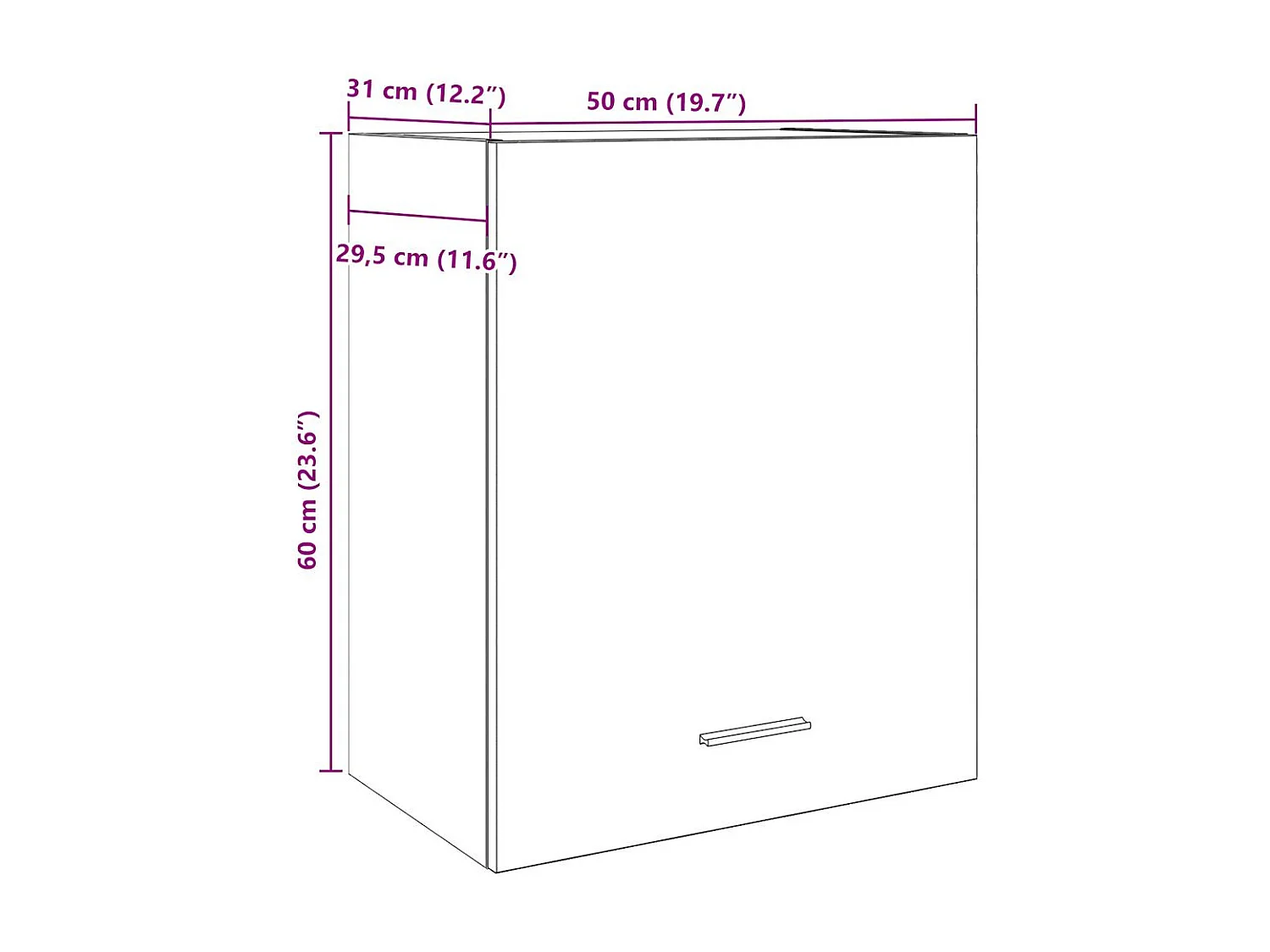 Hangkasten 2 st Lyon 50x31x60 cm bewerkt hout artisanaal eikenkleur
