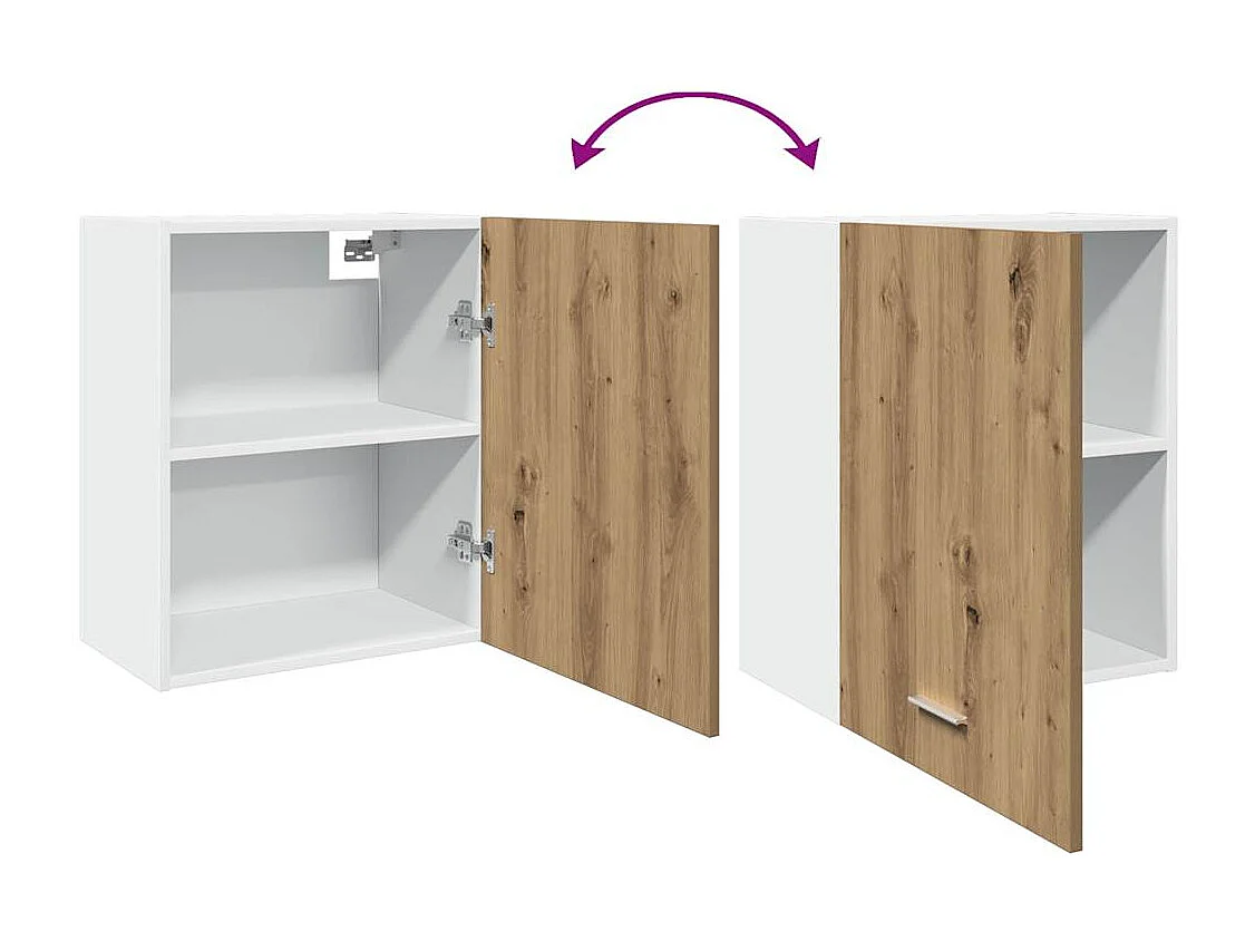 Hangkasten 2 st Lyon 50x31x60 cm bewerkt hout artisanaal eikenkleur