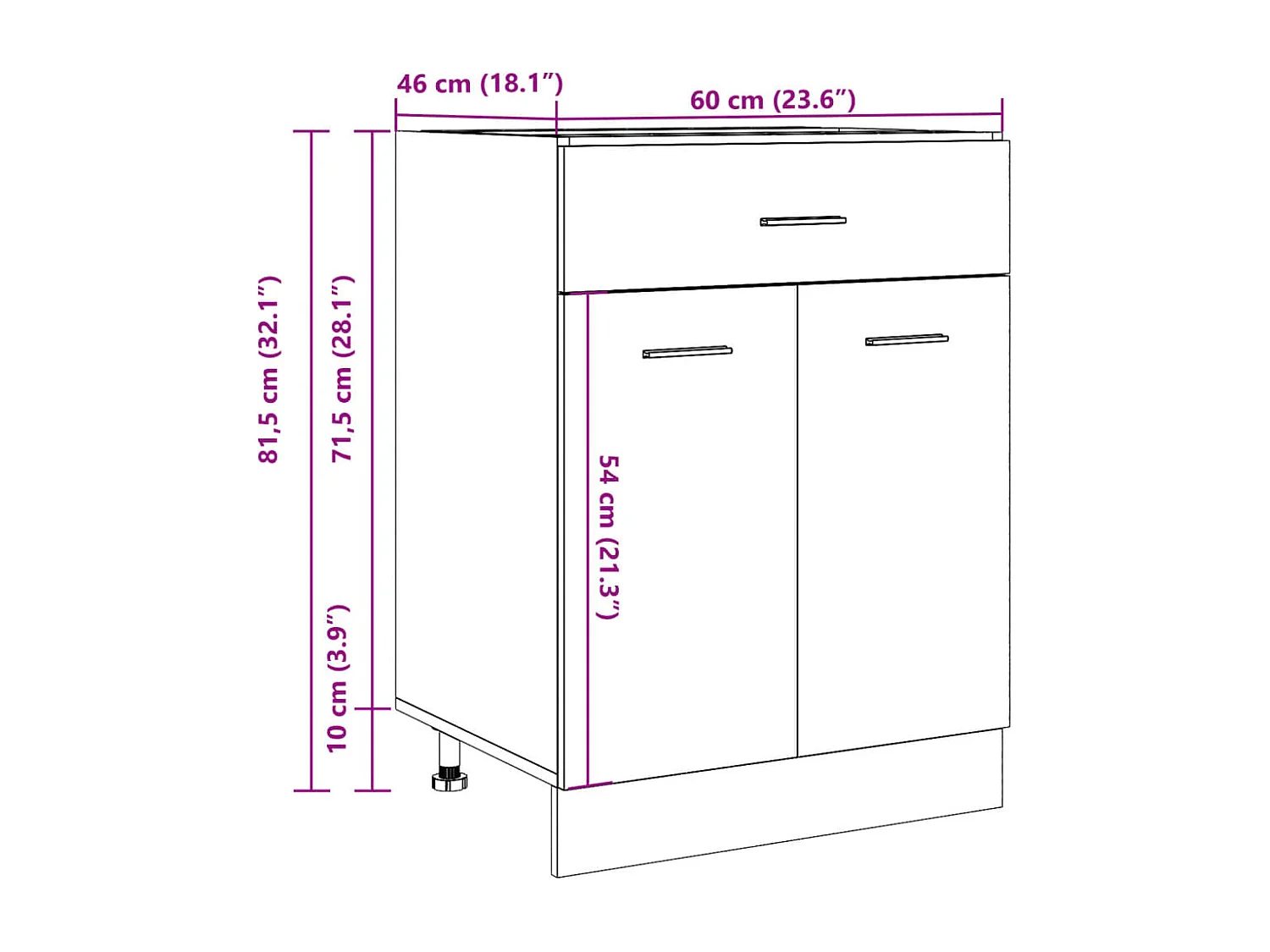 Armoire à tiroirs "Lyon" Bois ancien 60 x 46 x 81,5 cm Bois d'ingénierie