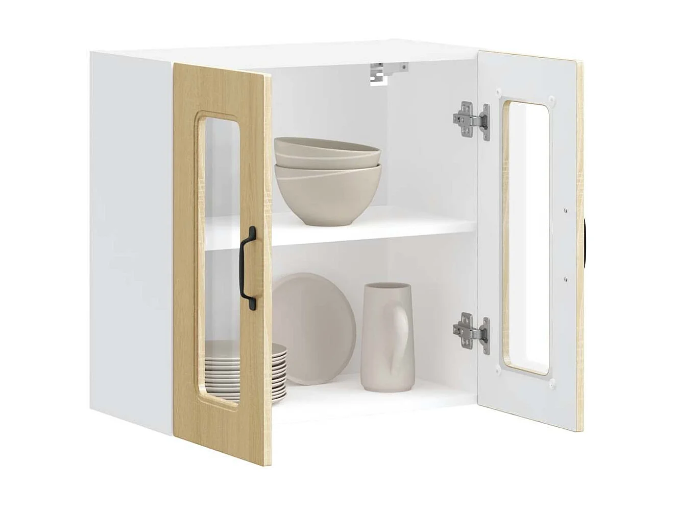 Armoire murale de cuisine avec porte vitrée "Kalmar" en bois d'ingénierie chêne Sonoma