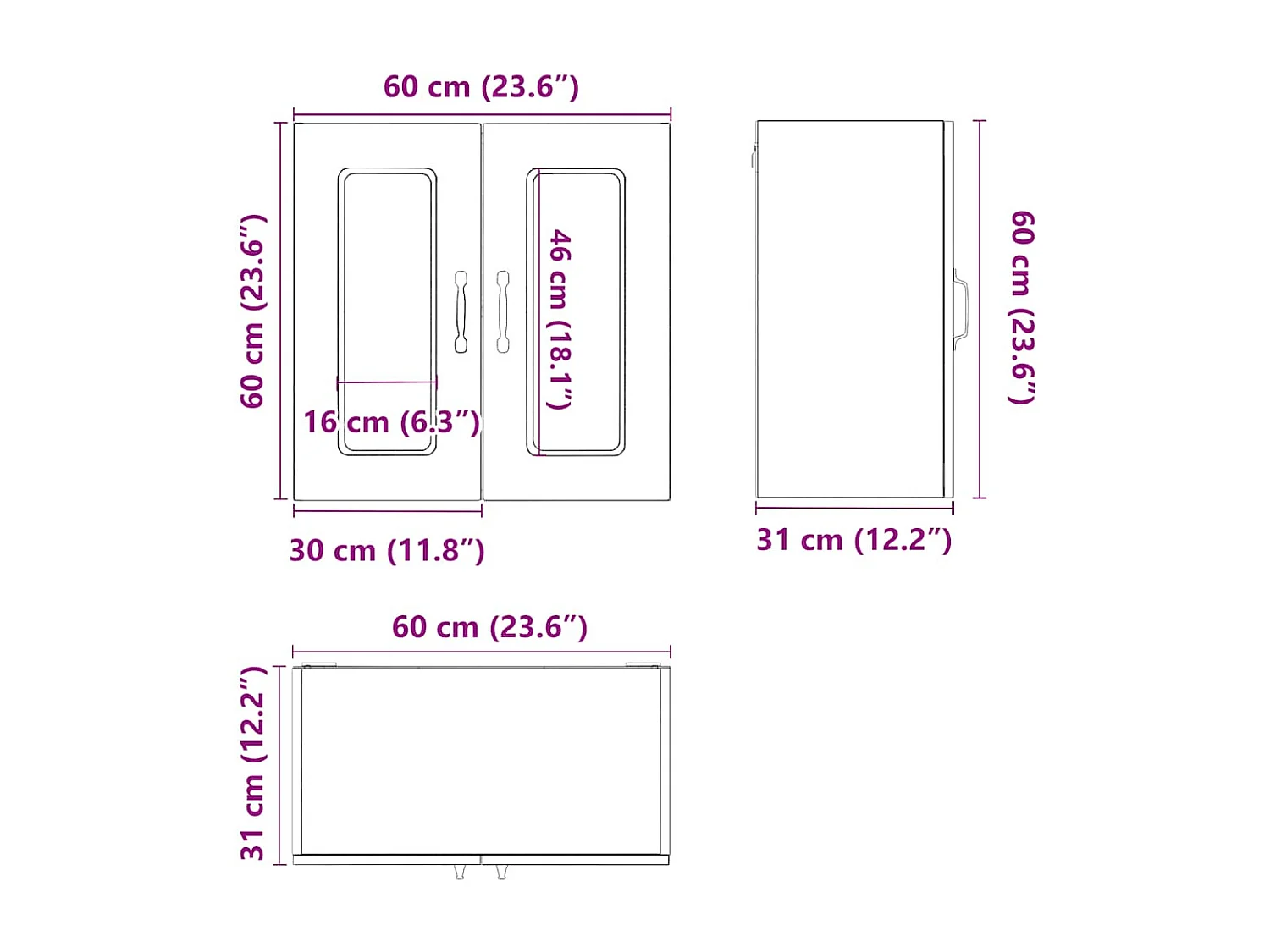Armoire murale de cuisine avec porte vitrée "Kalmar" en bois d'ingénierie chêne Sonoma