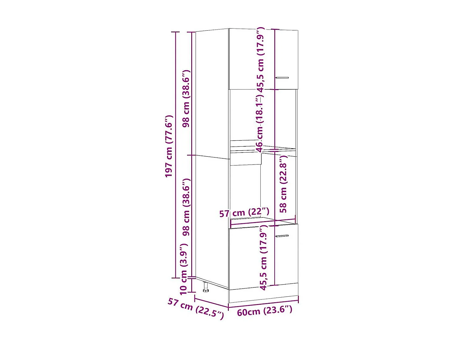 Mikrowellenschrank Lyon Artisan-Eiche 60x57x207 cm Holzwerkstoff