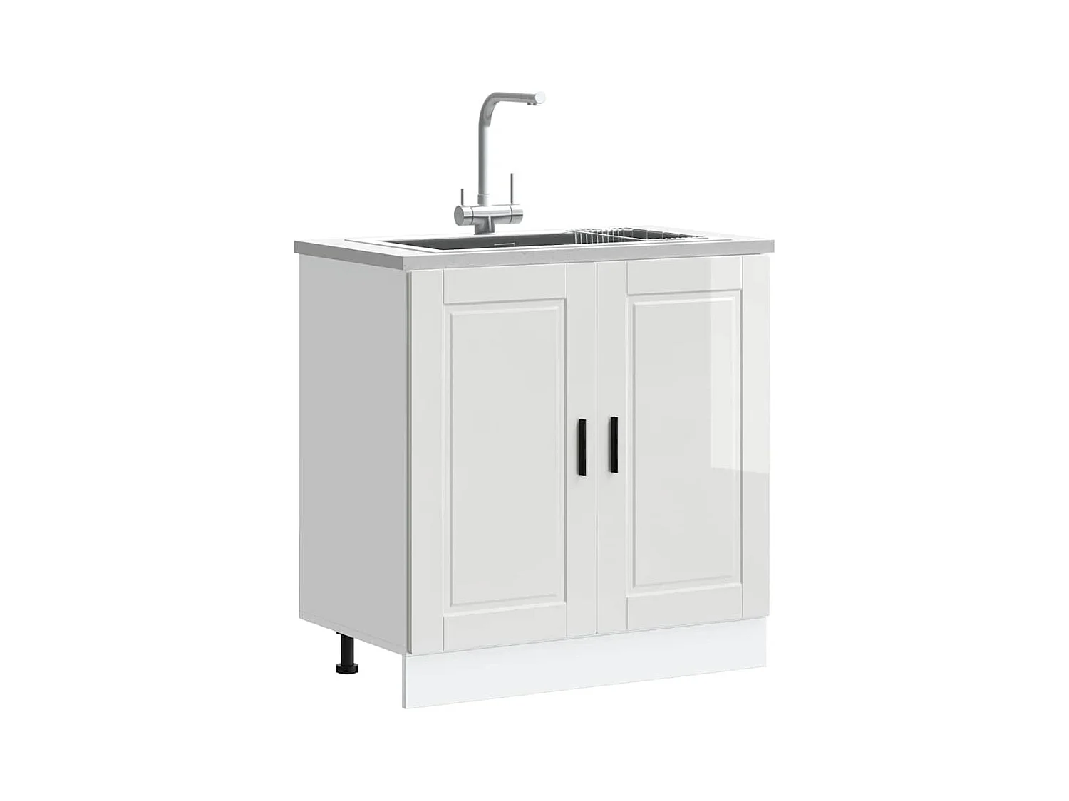 Meuble bas pour évier Porto blanc brillant 80x46x81,5 cm