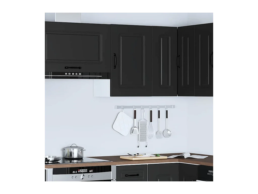 Armoire murale de cuisine Kalmar noir bois d'ingénierie