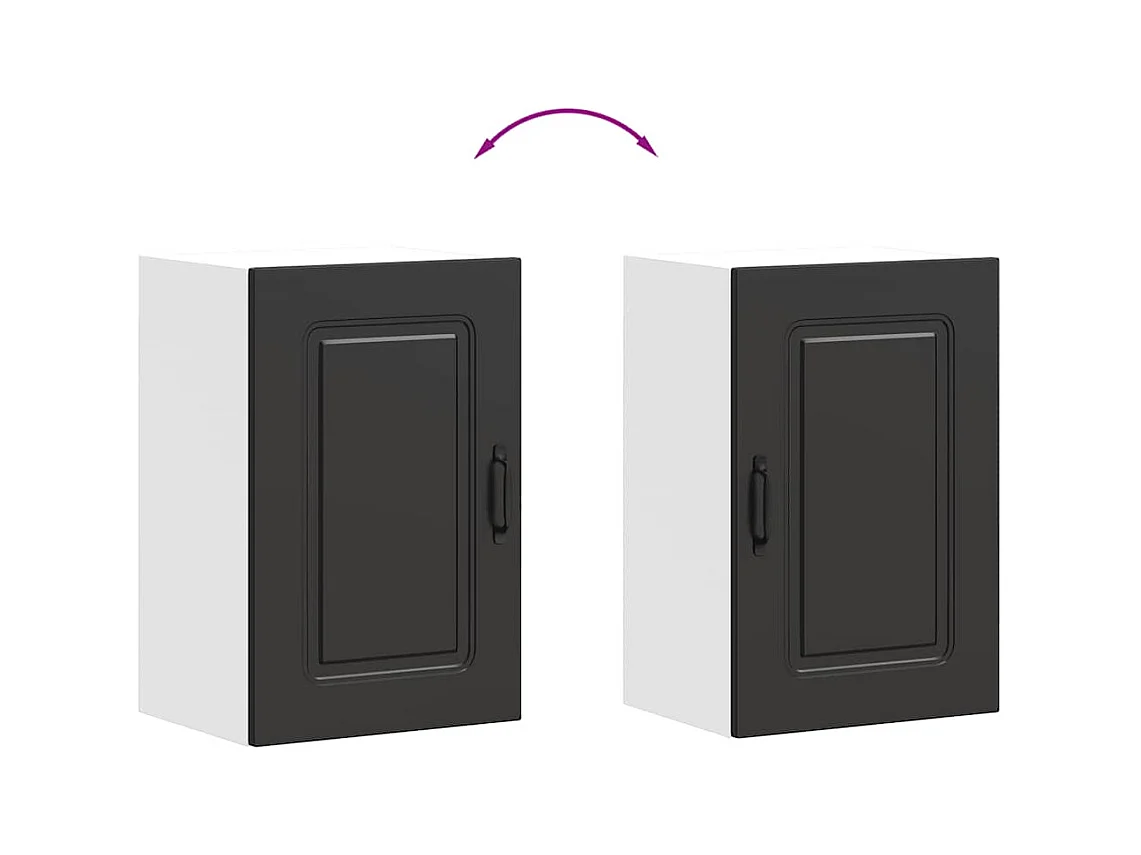 Armoire murale de cuisine Kalmar noir bois d'ingénierie