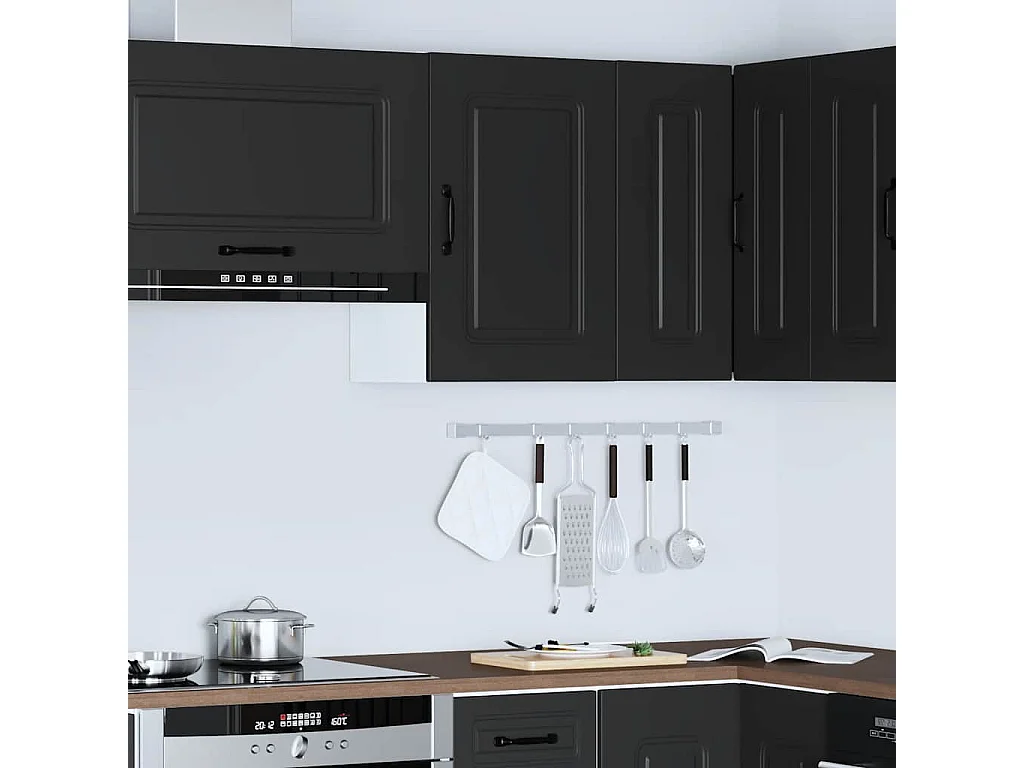 Armoire murale de cuisine Kalmar noir bois d'ingénierie