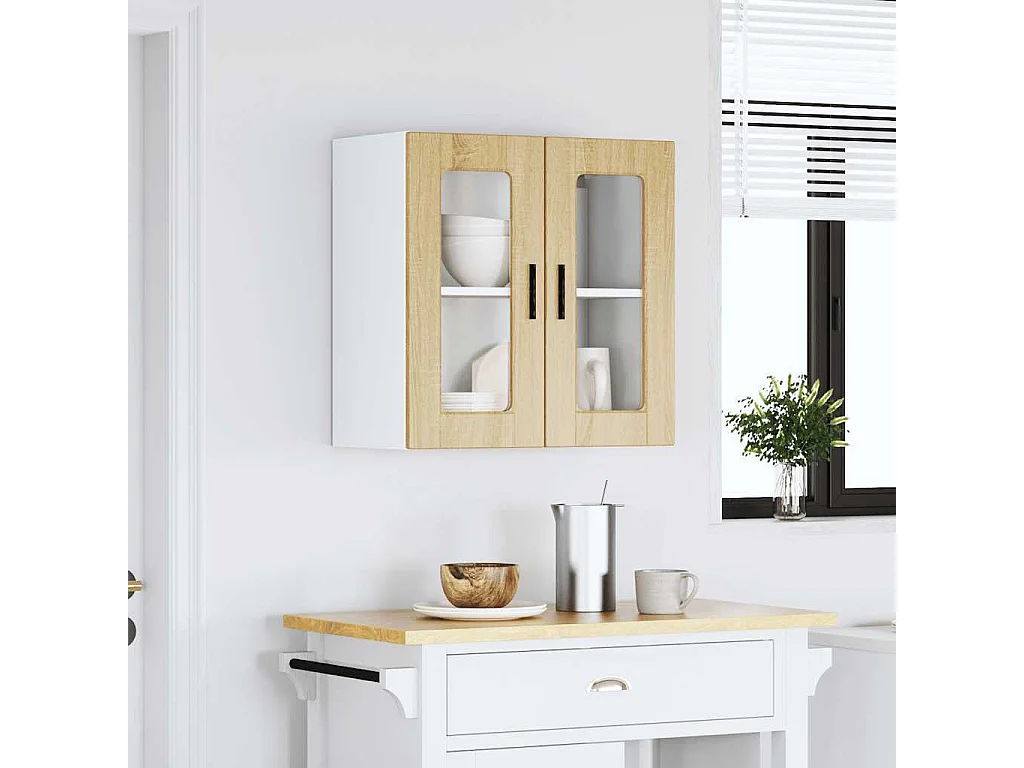 Armoire murale de cuisine et porte en verre Porto chêne sonoma