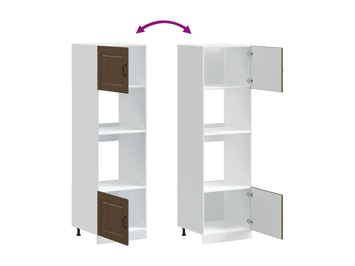 Armoires de four 2 pièces "Kalmar" en bois d'ingénierie chêne brun