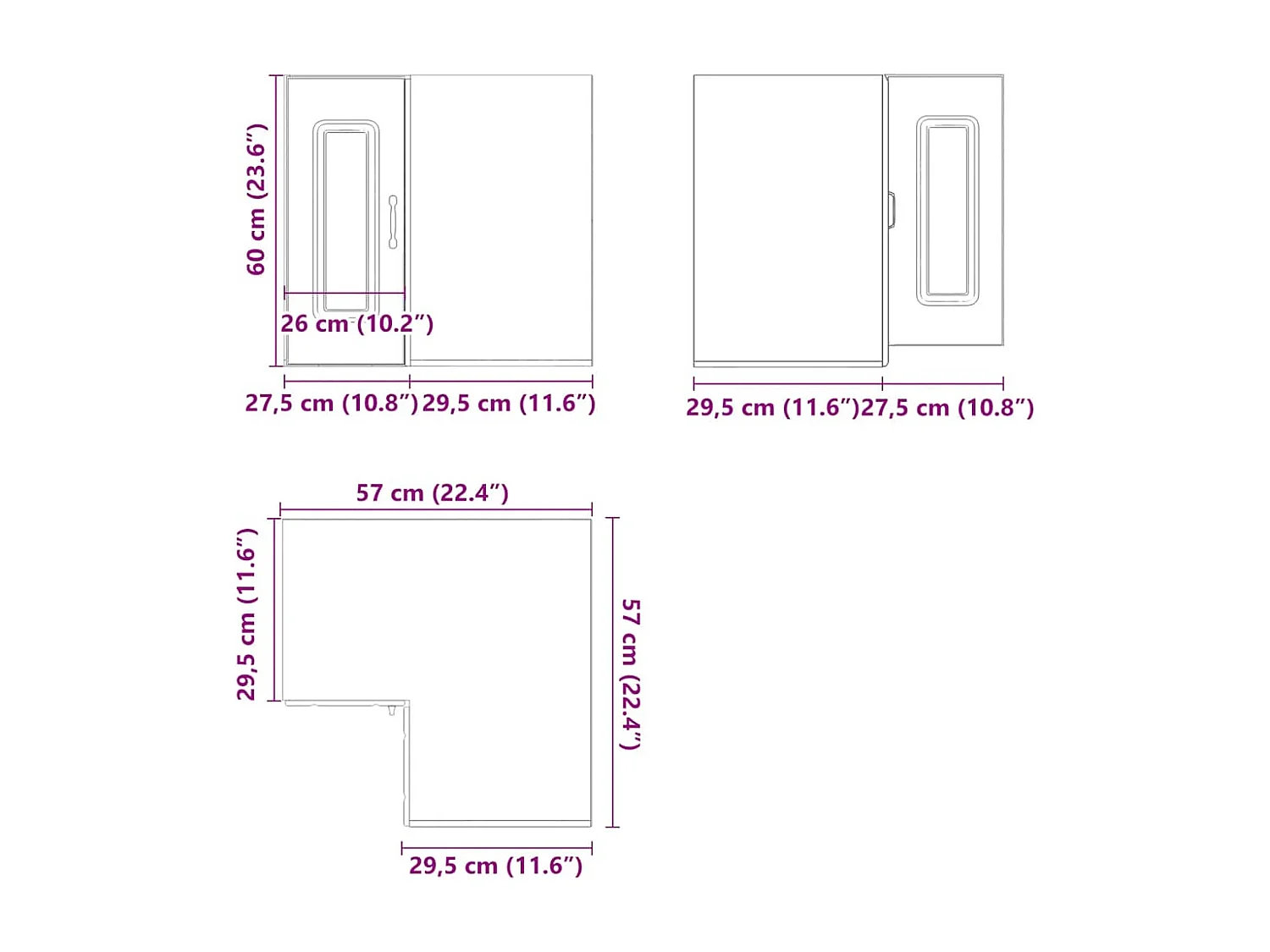 Armoire murale d'angle de cuisine Kalmar blanc bois ingénierie