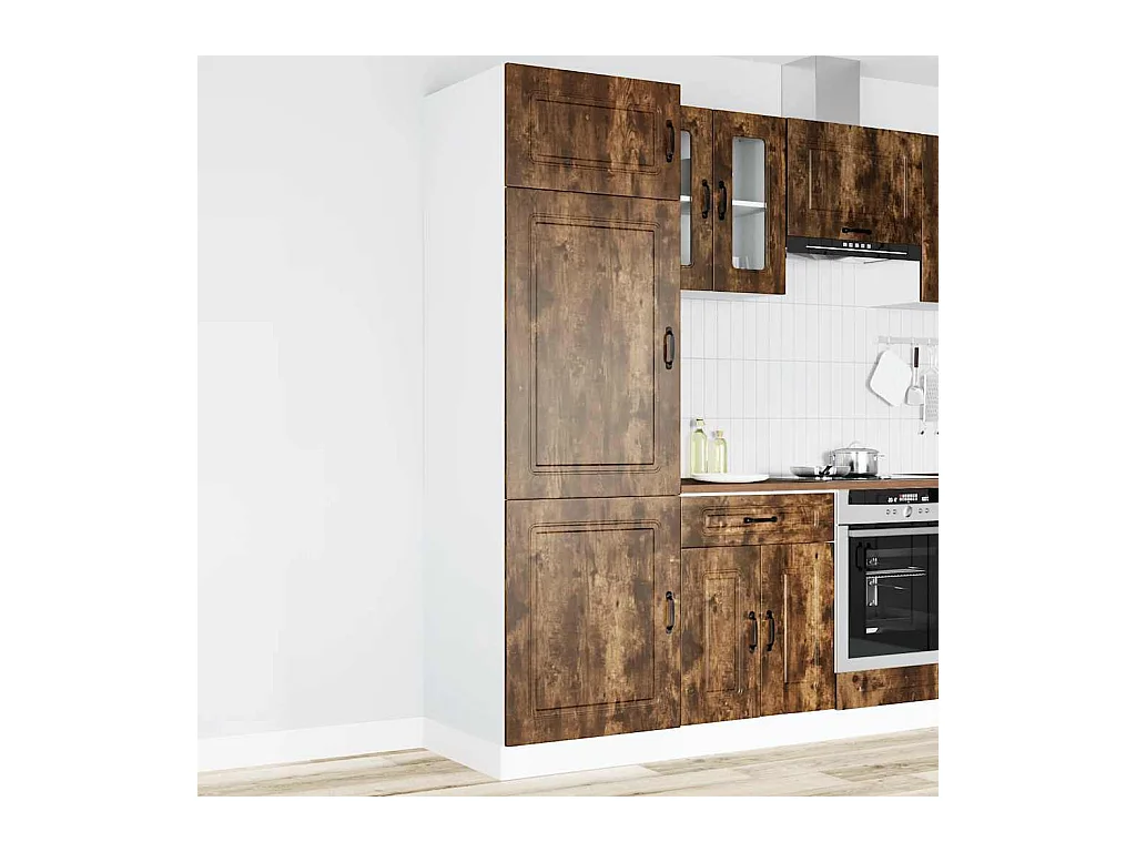 Keukenkast Kalmar bewerkt hout gerookt eikenkleurig