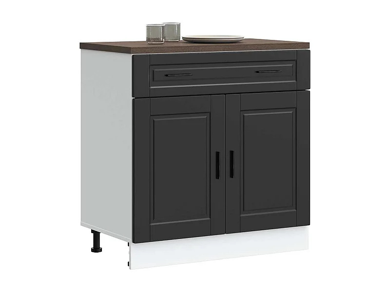 Armoire de cuisine Porto noir bois d'ingénierie