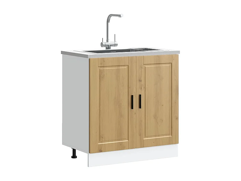 Spoelbakonderkast Porto 80x46x81,5 cm hout artisanaal eiken