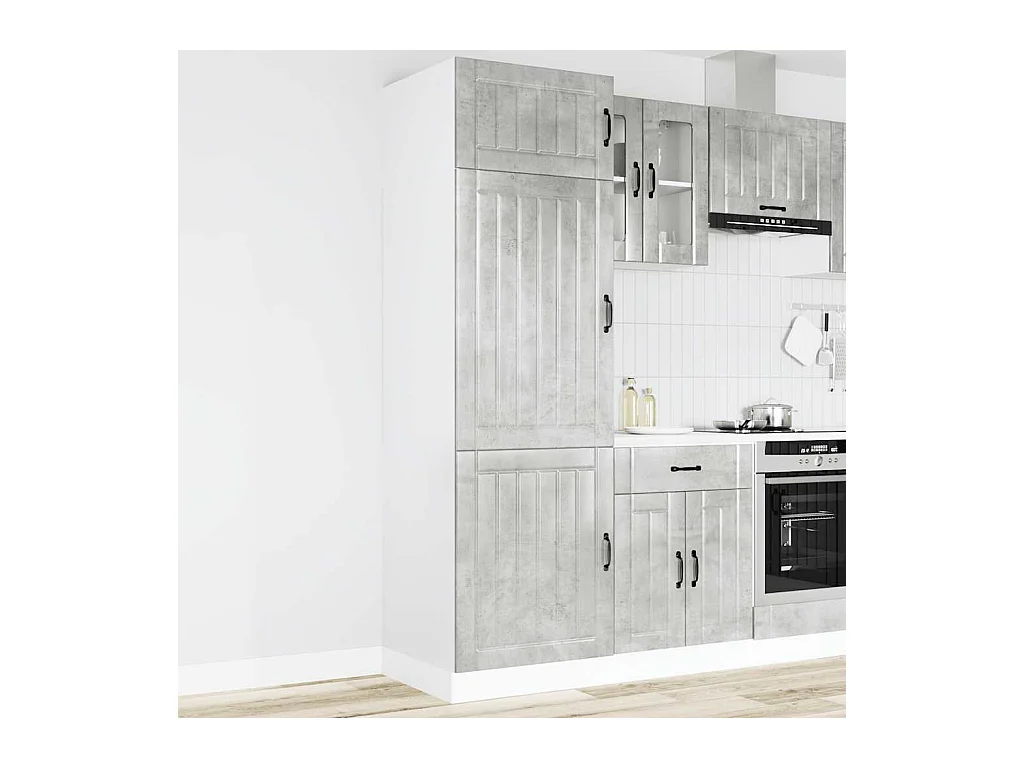 Armoire de cuisine Lucca gris béton bois d'ingénierie