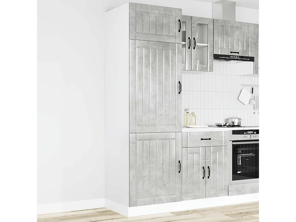 Armoire de cuisine Lucca gris béton bois d'ingénierie