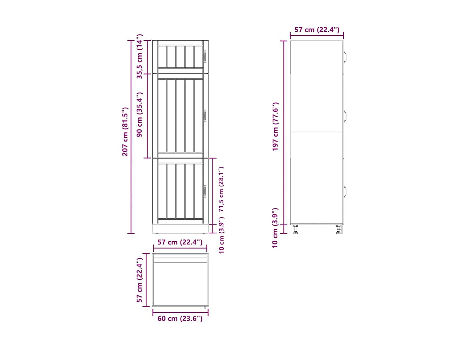 Armoire de cuisine Lucca gris béton bois d'ingénierie