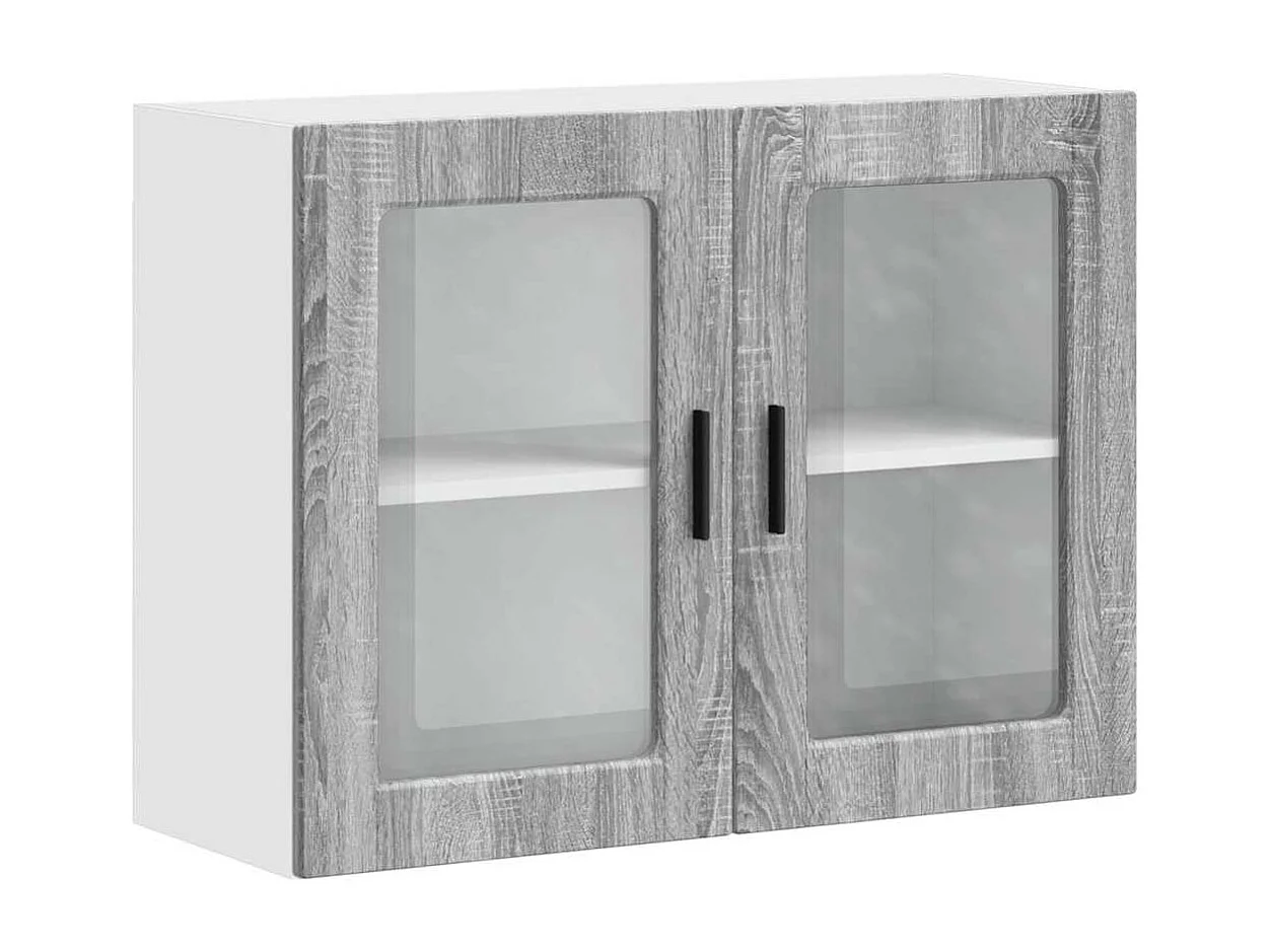 Armoire murale de cuisine avec porte en verre Porto sonoma gris
