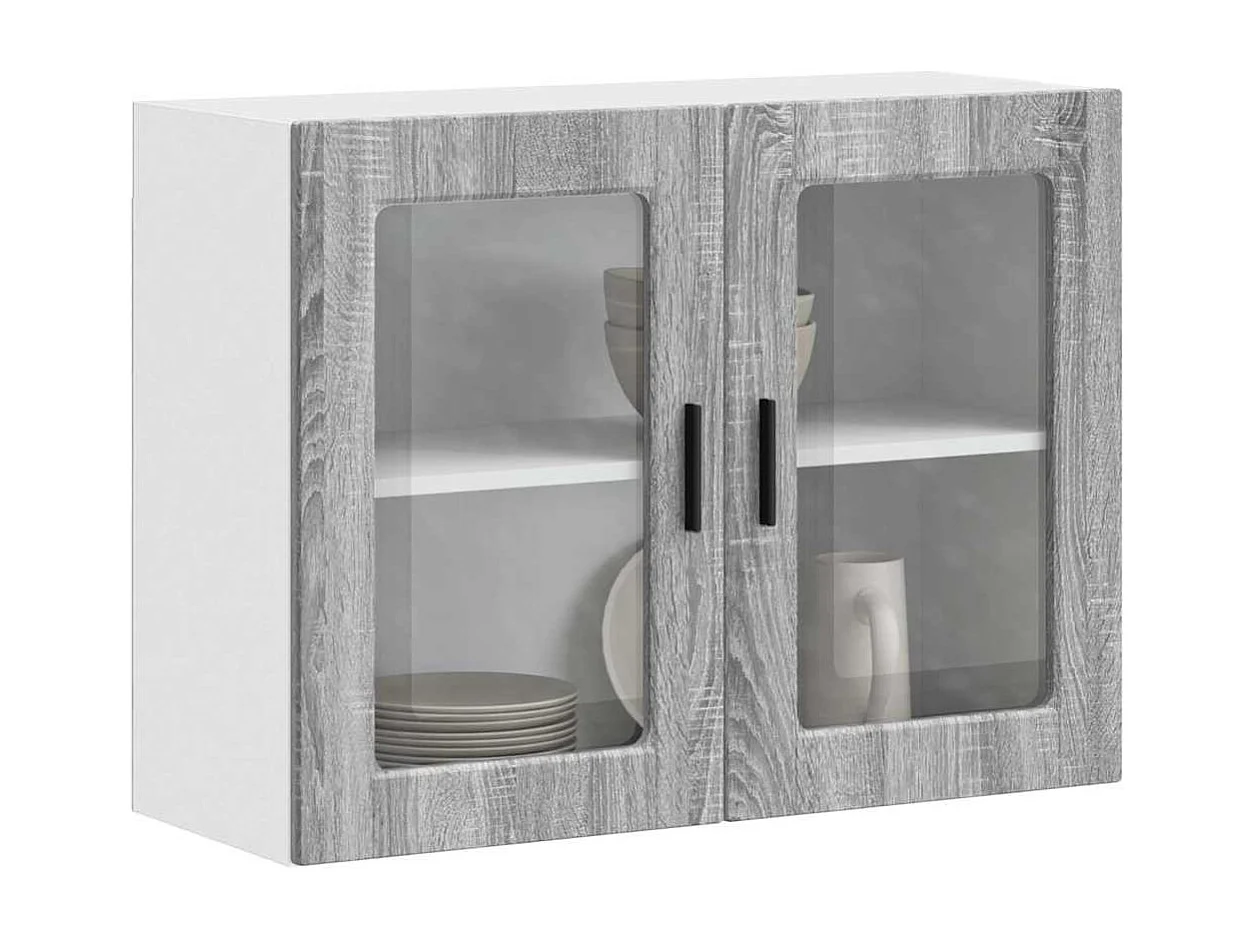Armoire murale de cuisine avec porte en verre Porto sonoma gris