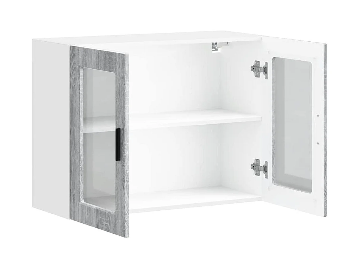 Küchen-Hängeschrank mit Glastür Porto Grau Sonoma
